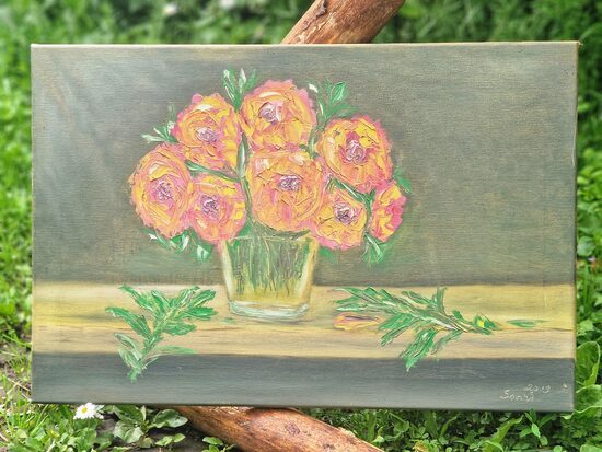"Ziedi" Eļļa, Audekls, 2019g. 60x40cm